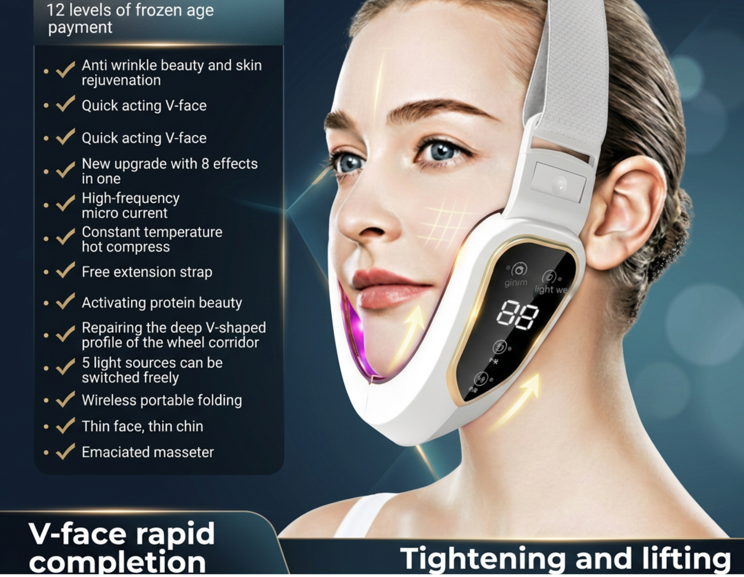 Dispositivo de Adelgazamiento Facial para el Contorno de Barbilla y Mandíbula.